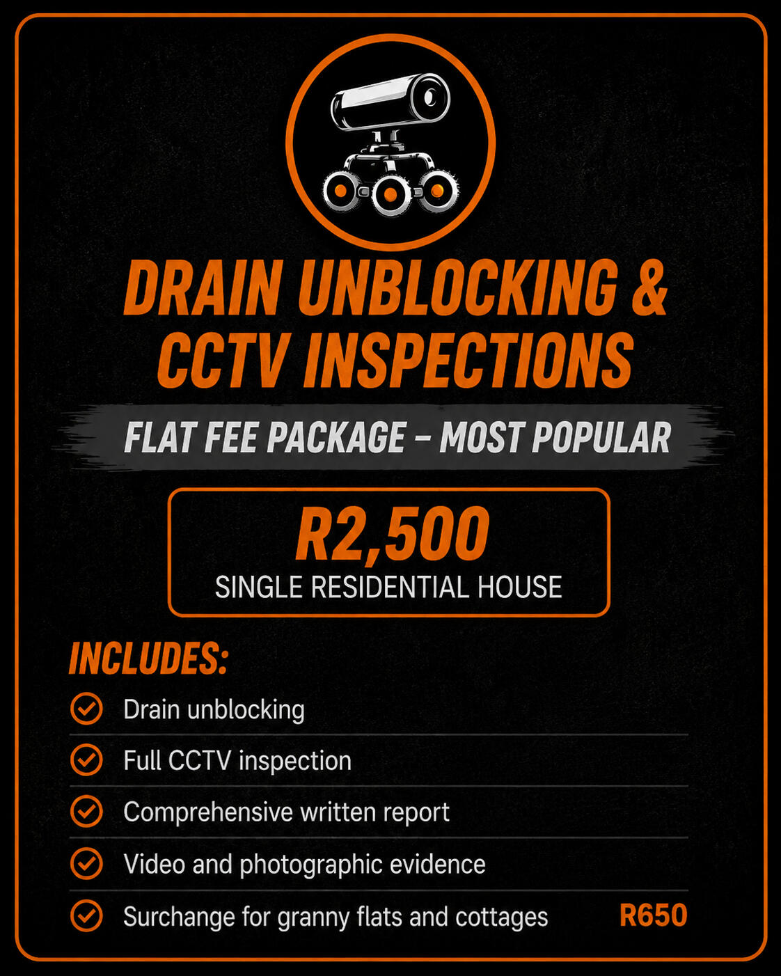 Drain unlocking & CCTV inspections pricing