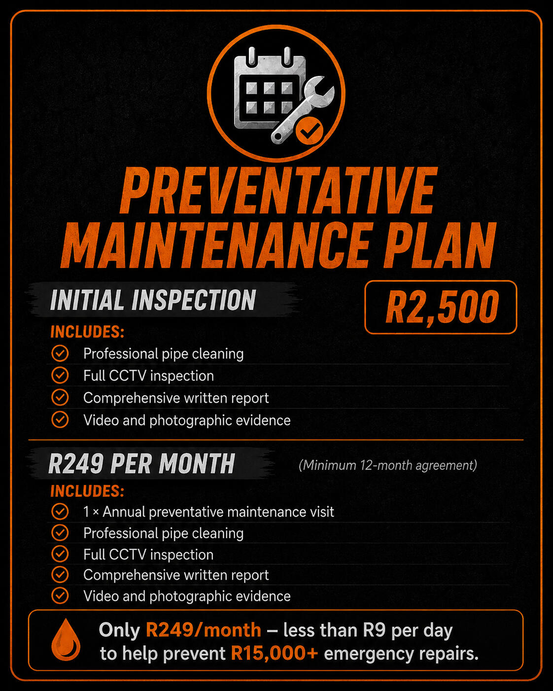 Preventative maintenance plan pricing Preventative maintenance plan pricing