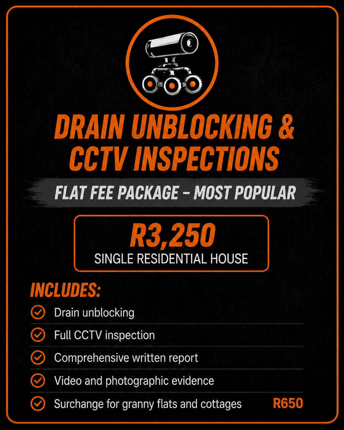 Drain unlocking & CCTV inspections pricing